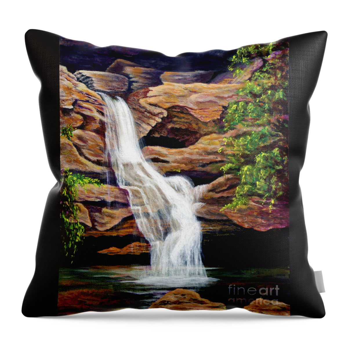 Waterfall Throw Pillow featuring the painting Bridal Shower by Nancy Cupp