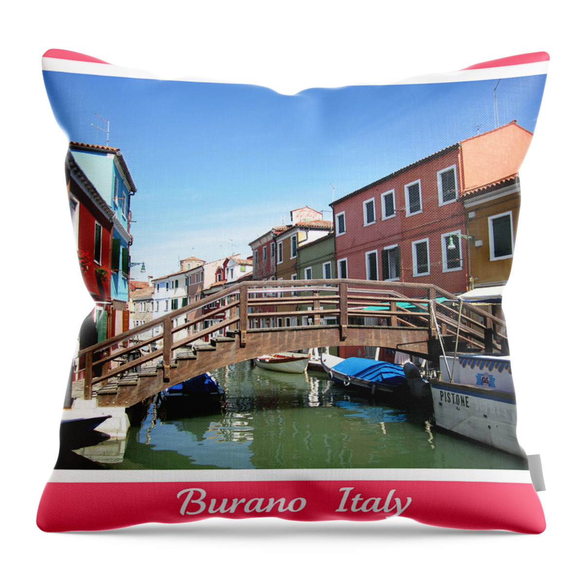 Burano Throw Pillow featuring the photograph Bridge Crossing  Burano Italy by John Shiron