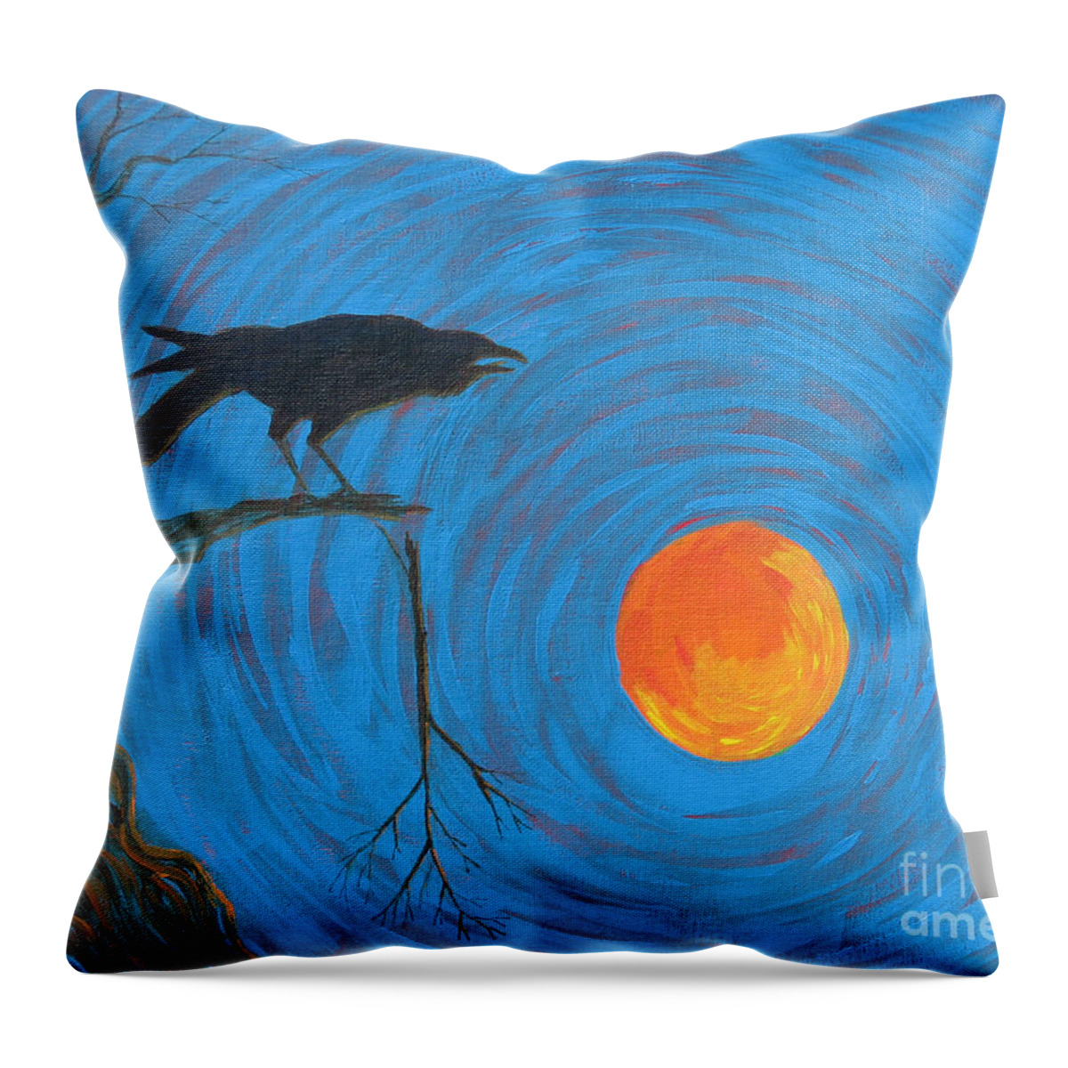 Crow Throw Pillow featuring the painting Broken Branch by Jackie Irwin