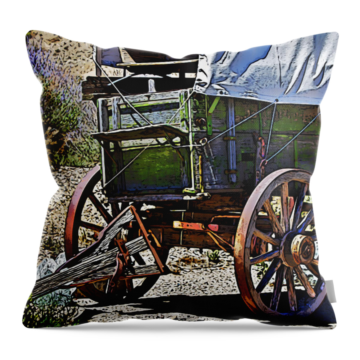 Wagon Throw Pillow featuring the photograph Broken Down by Phyllis Denton