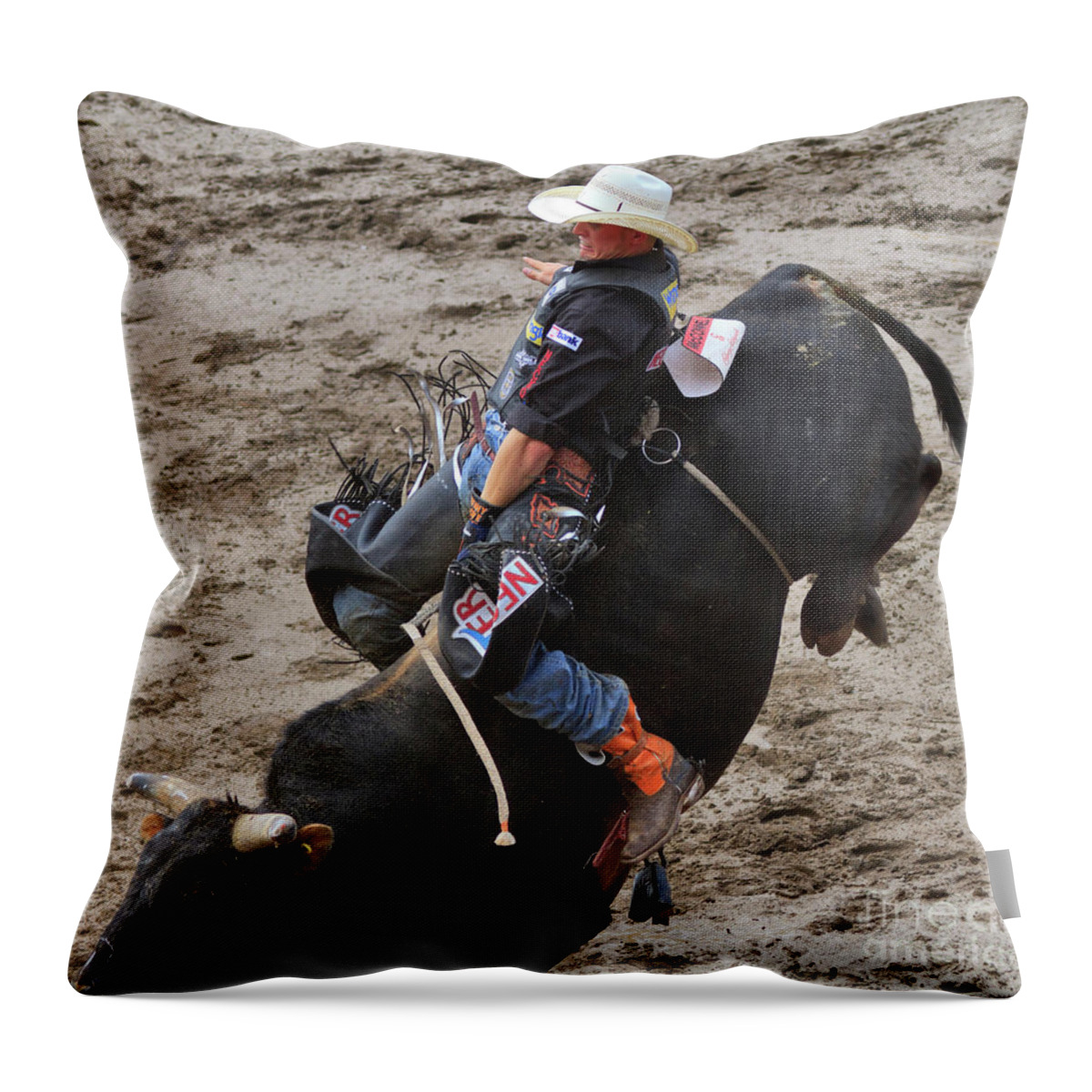 Tough Throw Pillow featuring the photograph Bull Riding by Louise Heusinkveld