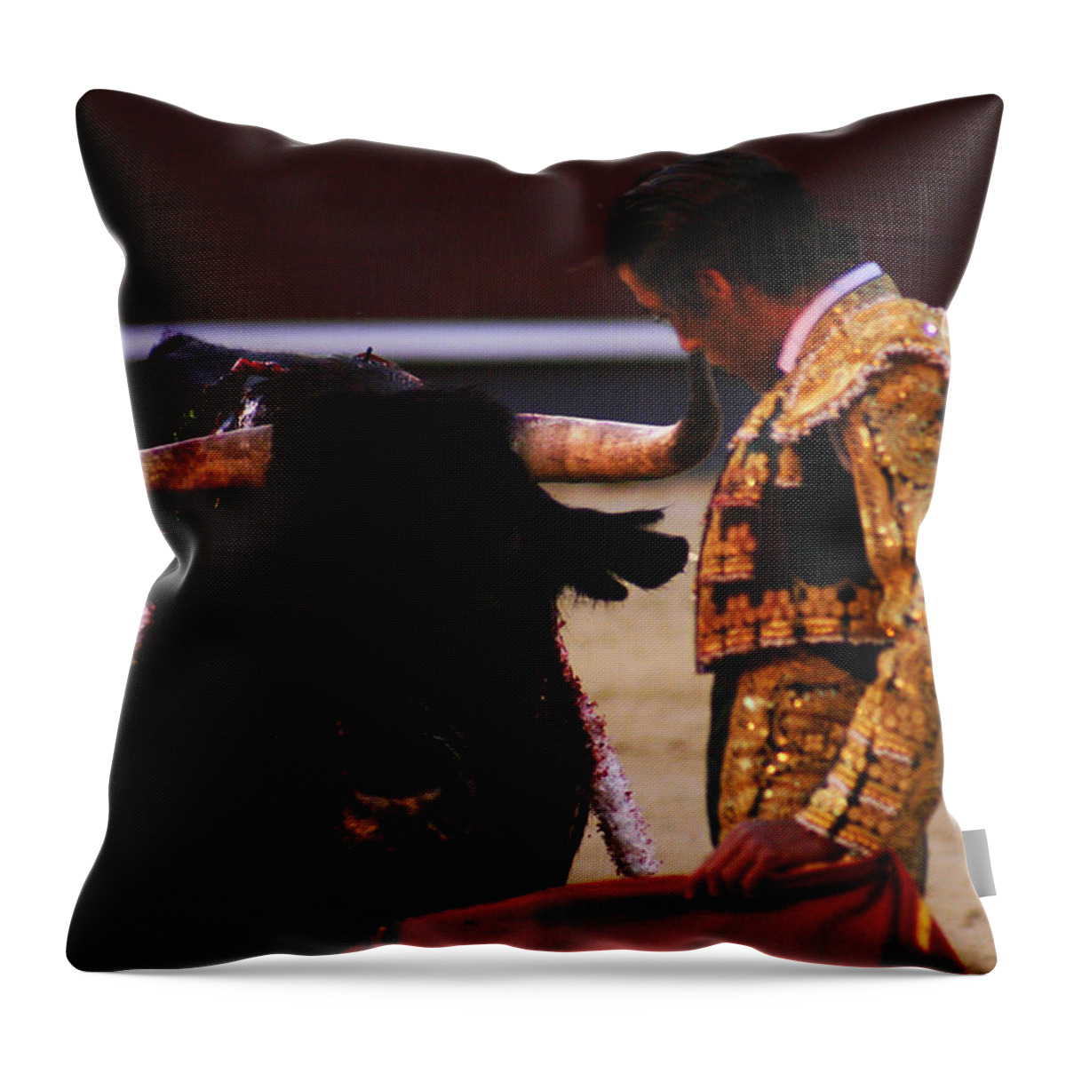 Bullfight Throw Pillow featuring the photograph Bullfight Madrid by Benjamin Dahl