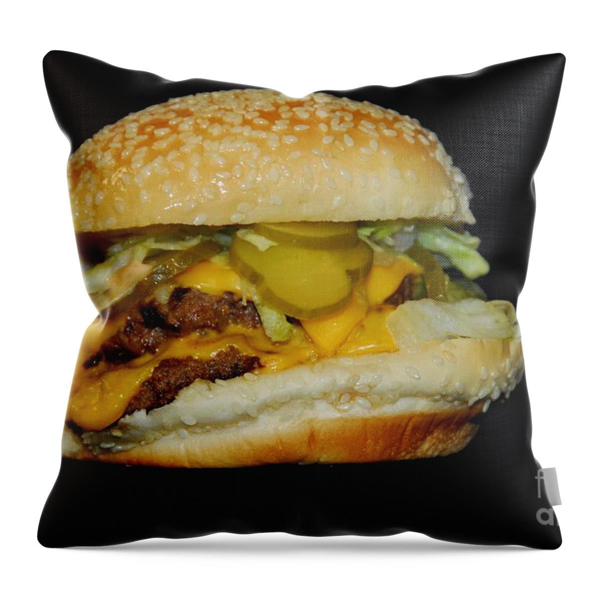 Burger Throw Pillow featuring the photograph Burgerlicious by Cindy Manero
