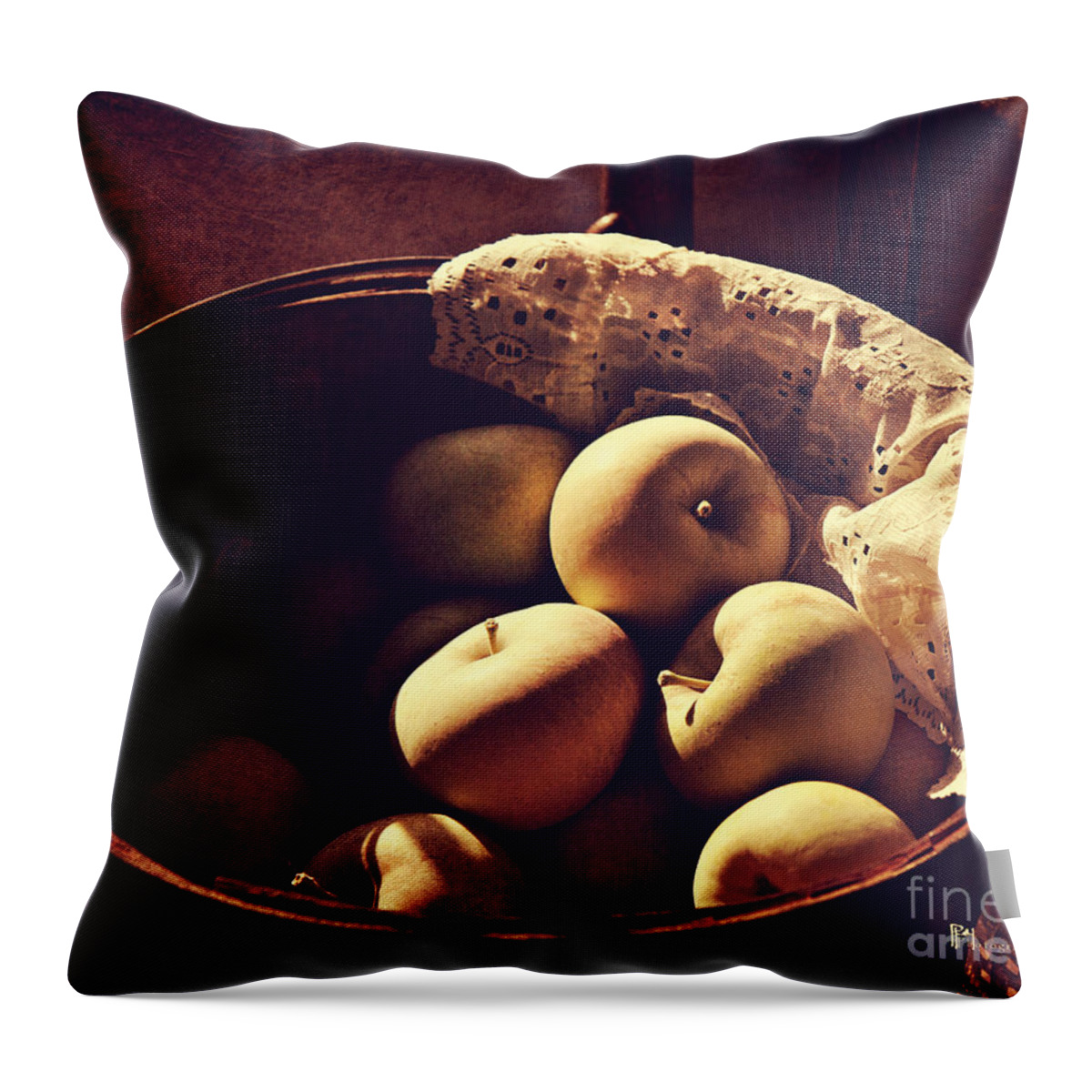 Apples Throw Pillow featuring the photograph Bushel of Apples by Pam Holdsworth