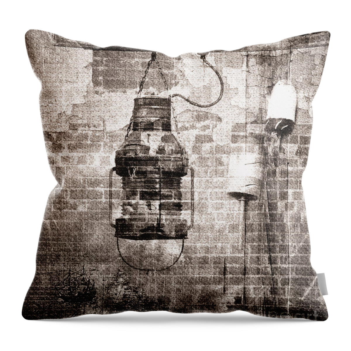 Vintage Throw Pillow featuring the photograph By the Sea in Brown by Betty LaRue