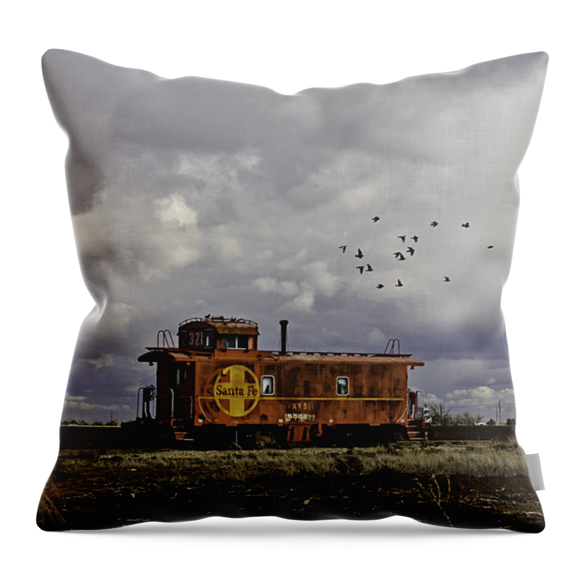Abandoned Throw Pillow featuring the photograph Caboose in a Cotton Field by Melany Sarafis