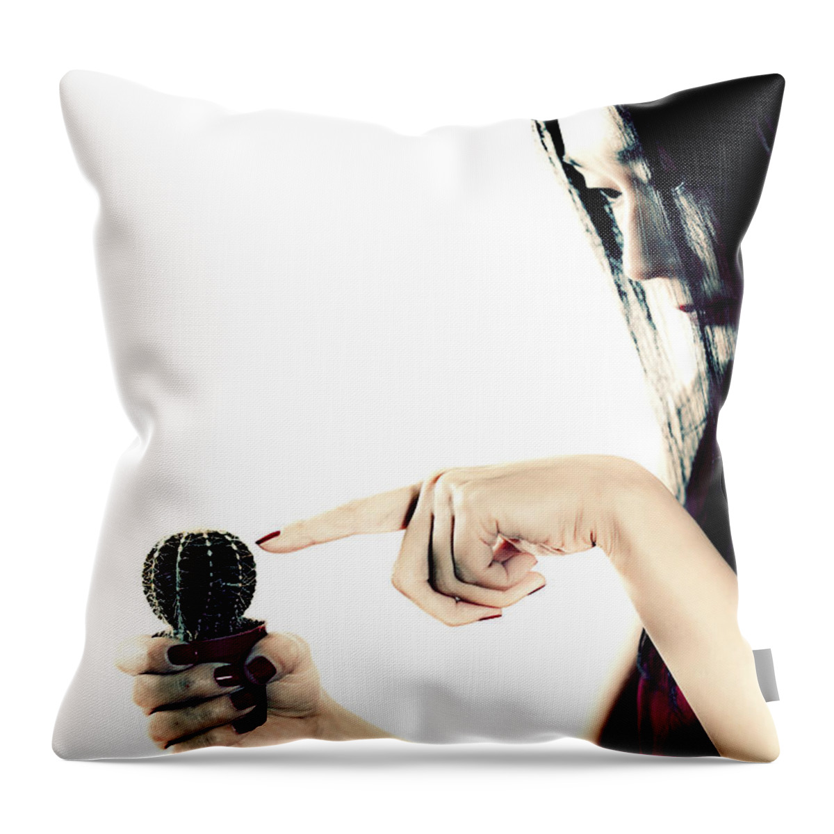 Finger Throw Pillow featuring the photograph Cactus by Joana Kruse