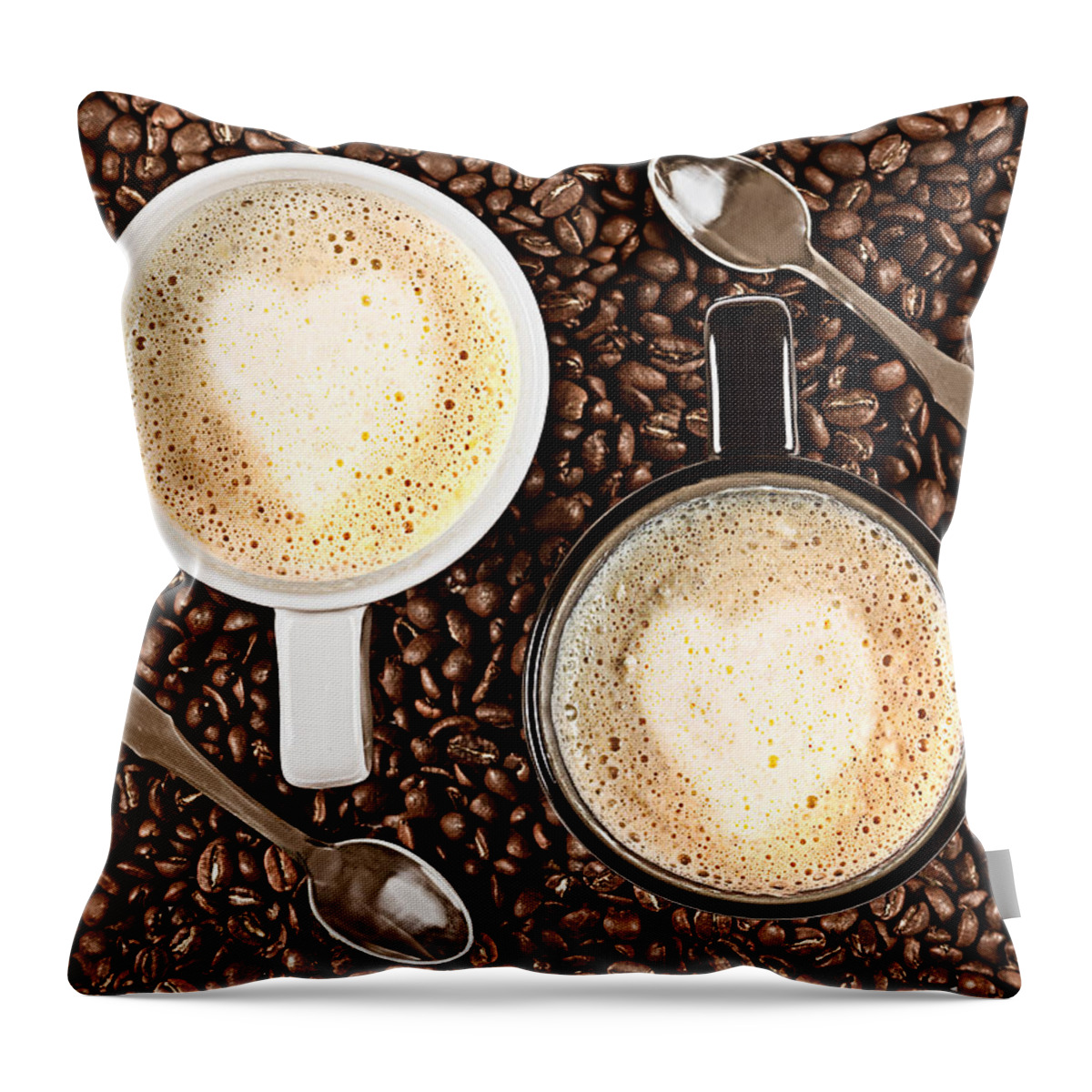 Aroma Throw Pillow featuring the photograph Caffe Latte for two by Gert Lavsen