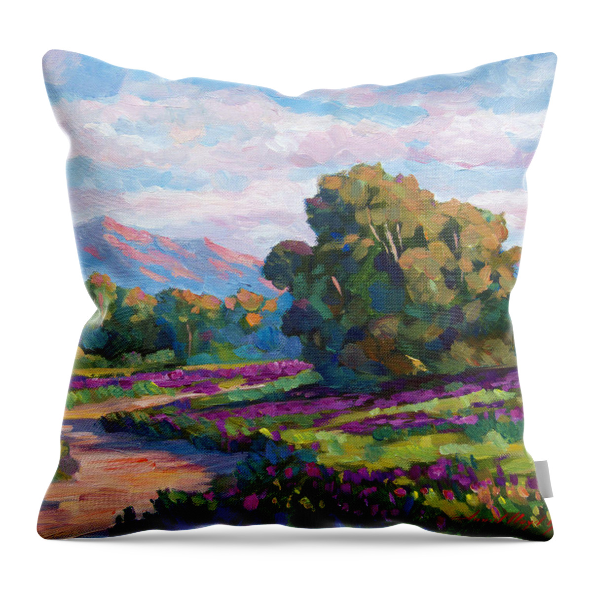 Landscape Throw Pillow featuring the painting California Hills - Plein Air by David Lloyd Glover