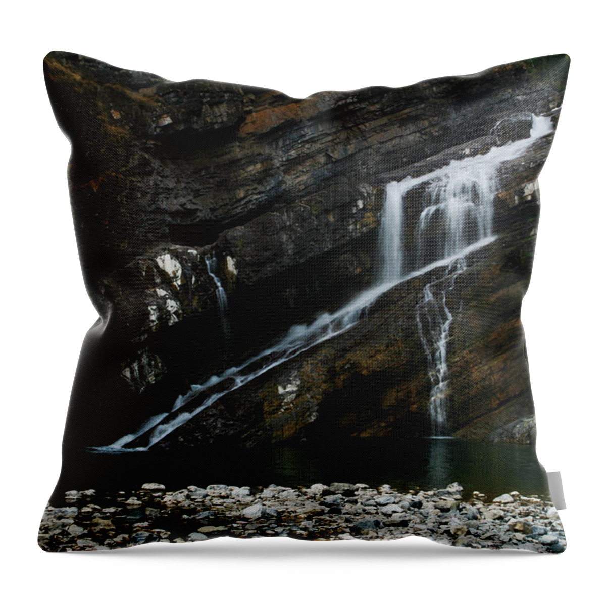 Cameron Falls Throw Pillow featuring the photograph Cameron Falls Waterton Lakes National Park by Benjamin Dahl