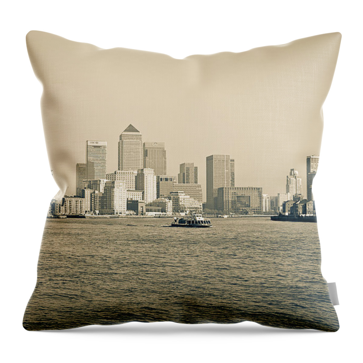 Lenny Carter Throw Pillow featuring the photograph Canary Wharf Cityscape by Lenny Carter