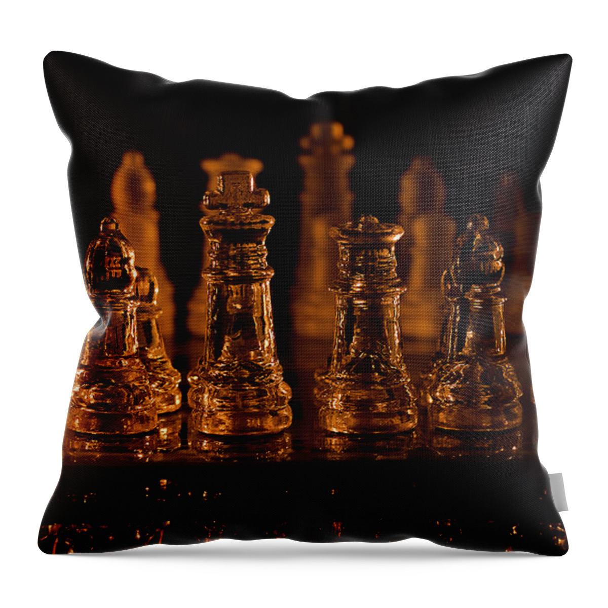  Throw Pillow featuring the photograph Candle Lit Chess Men by Lori Coleman