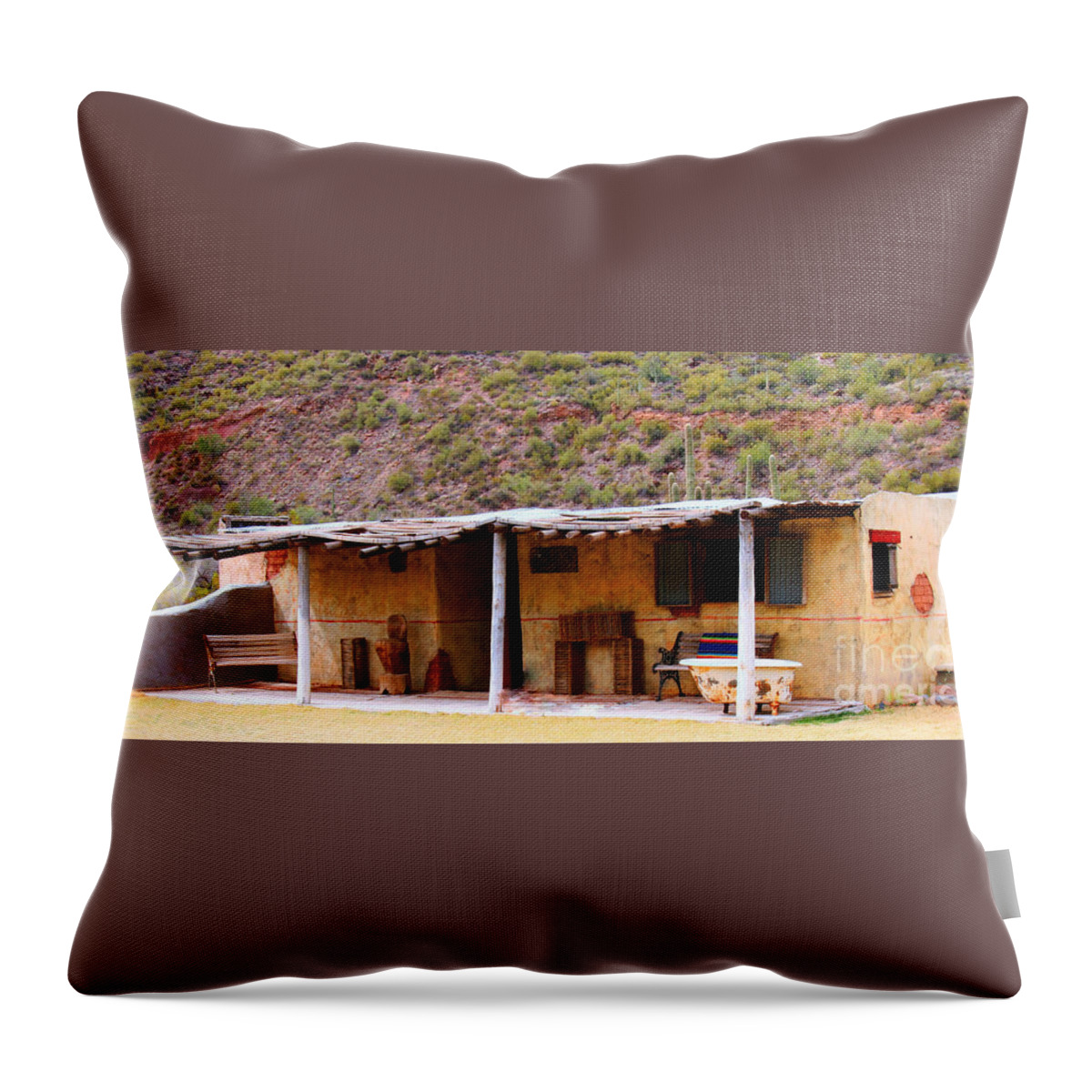 Arizona Throw Pillow featuring the photograph Southwest Canyon Hacienda by Tap On Photo
