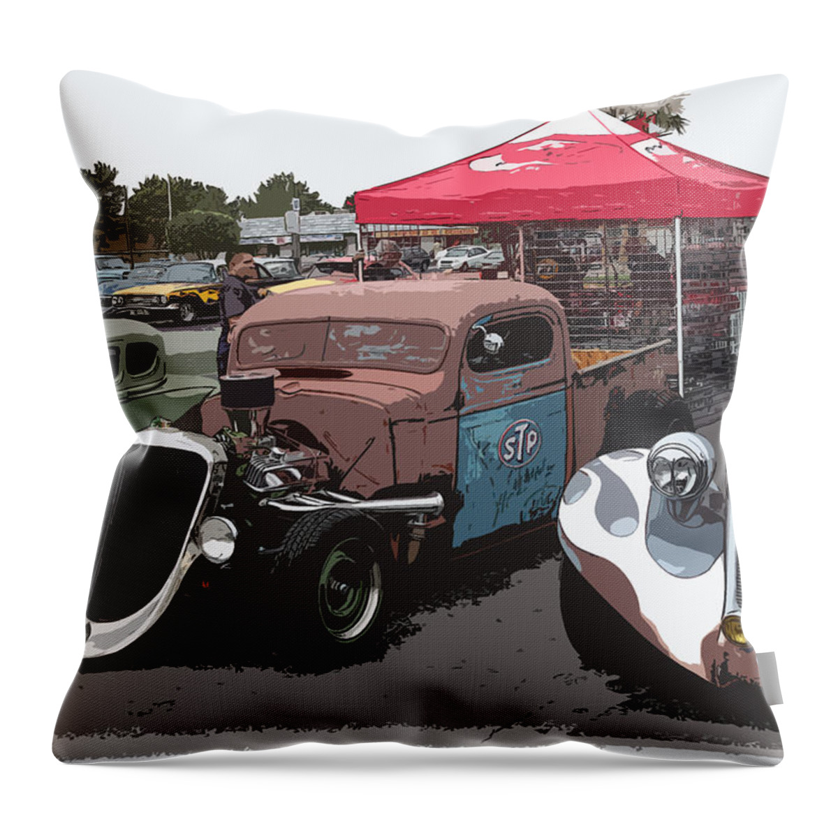 Chopped Throw Pillow featuring the photograph Car Show Hot Rods by Steve McKinzie