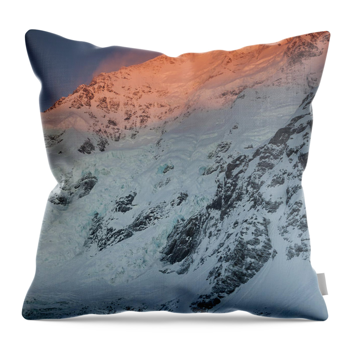 00498853 Throw Pillow featuring the photograph Caroline Face Of Mount Cook At Dawn by Colin Monteath