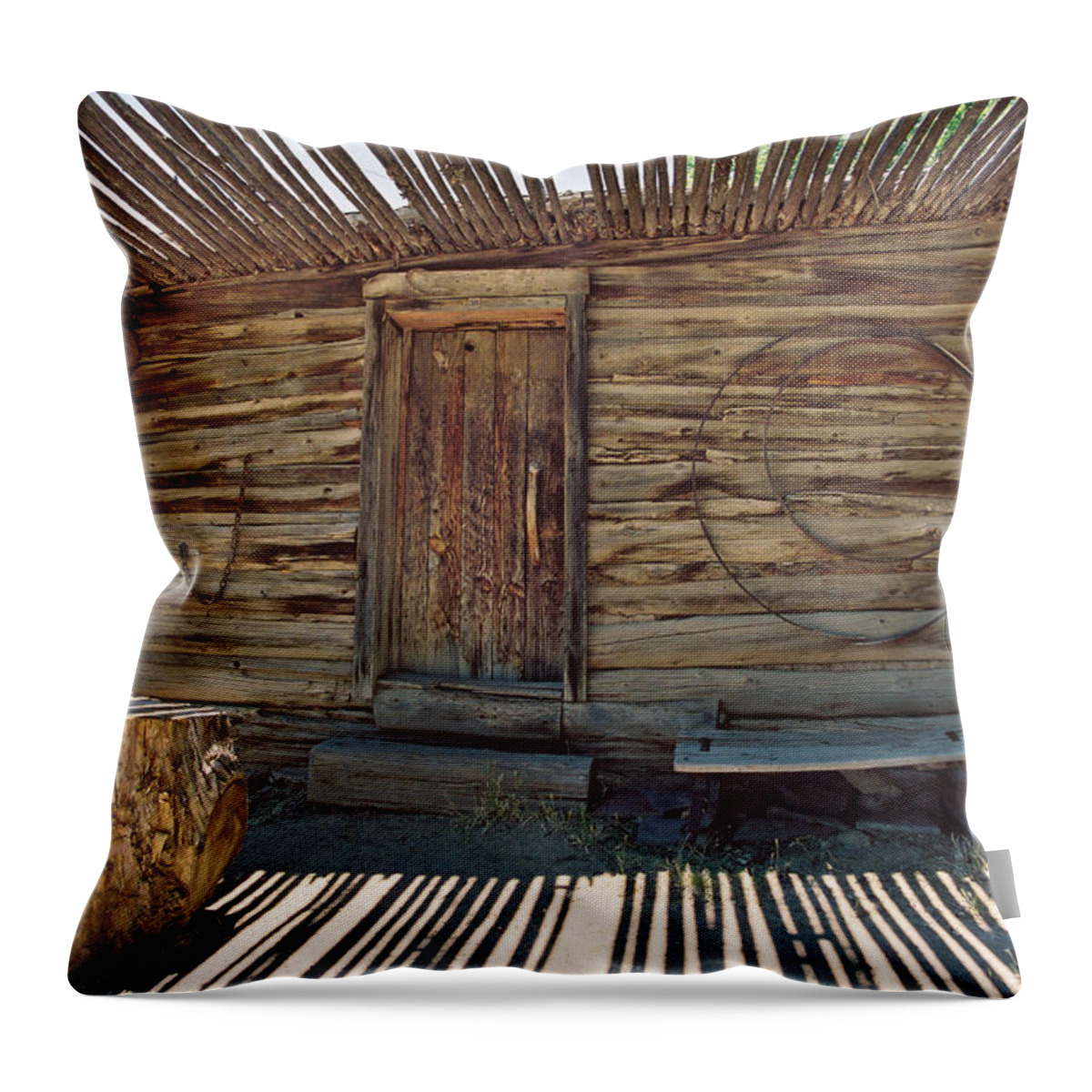 Santa Fe Throw Pillow featuring the photograph Carreteria At Las Golondrinas by Ron Weathers