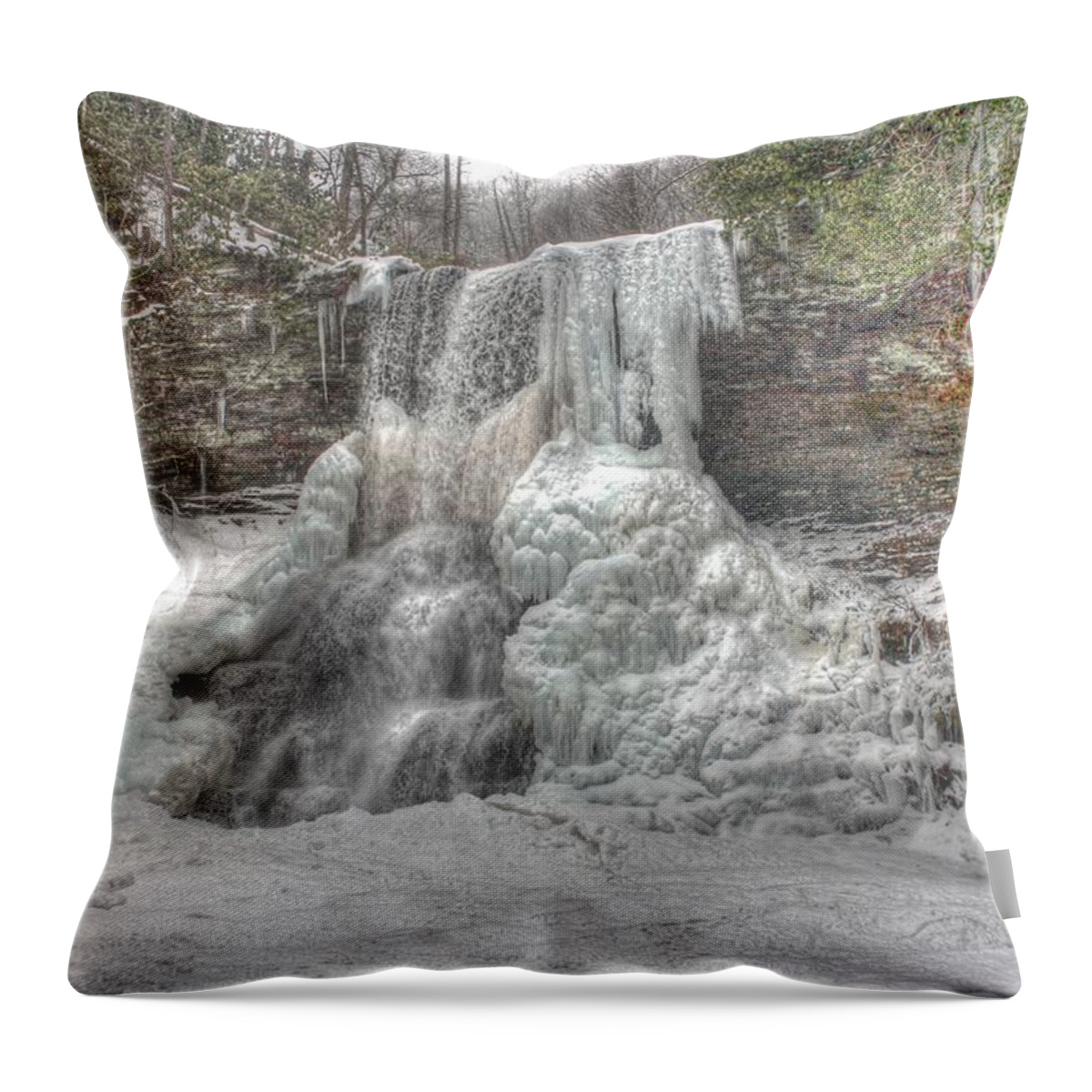 Water Throw Pillow featuring the photograph Cascades in Winter 1 by Dan Stone