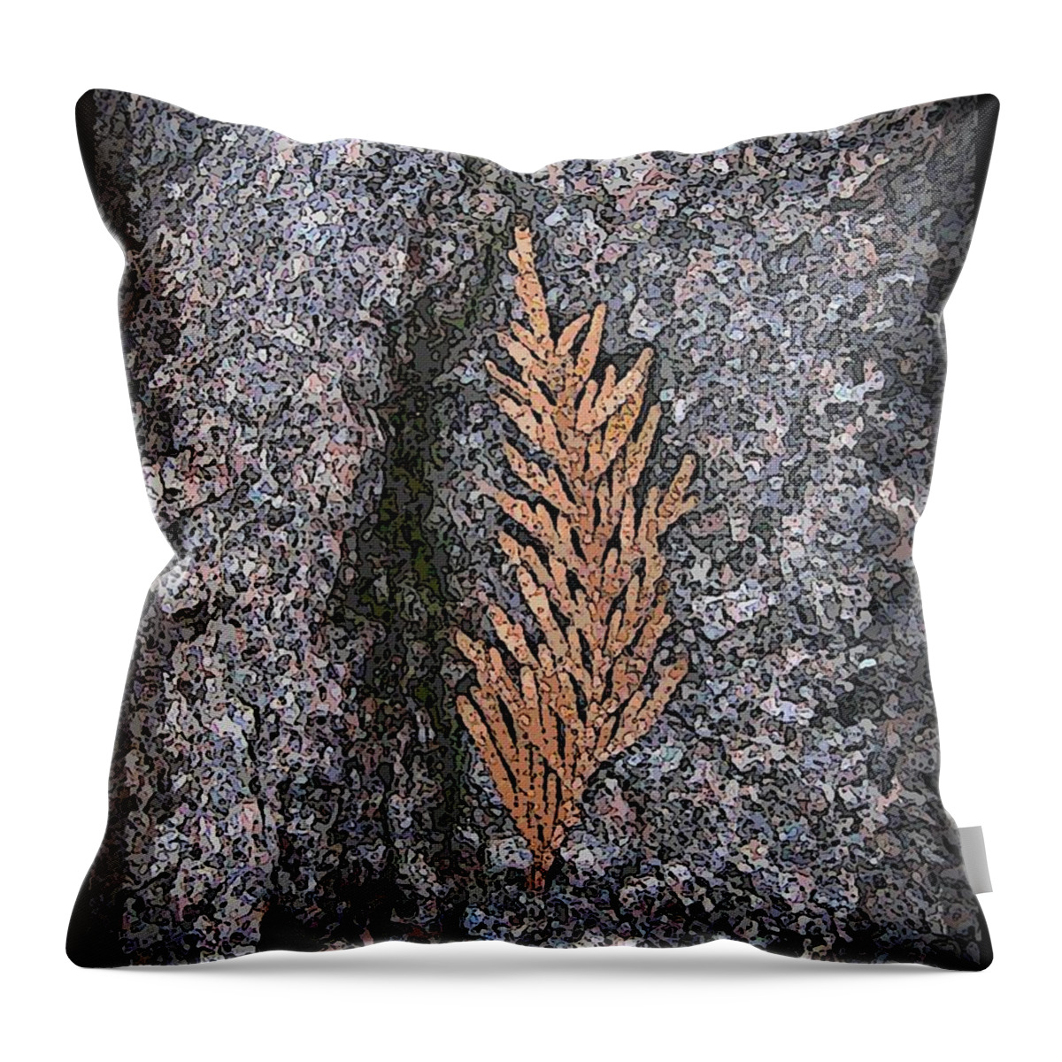 Cedar Throw Pillow featuring the digital art Cedar On Granite by Tim Allen