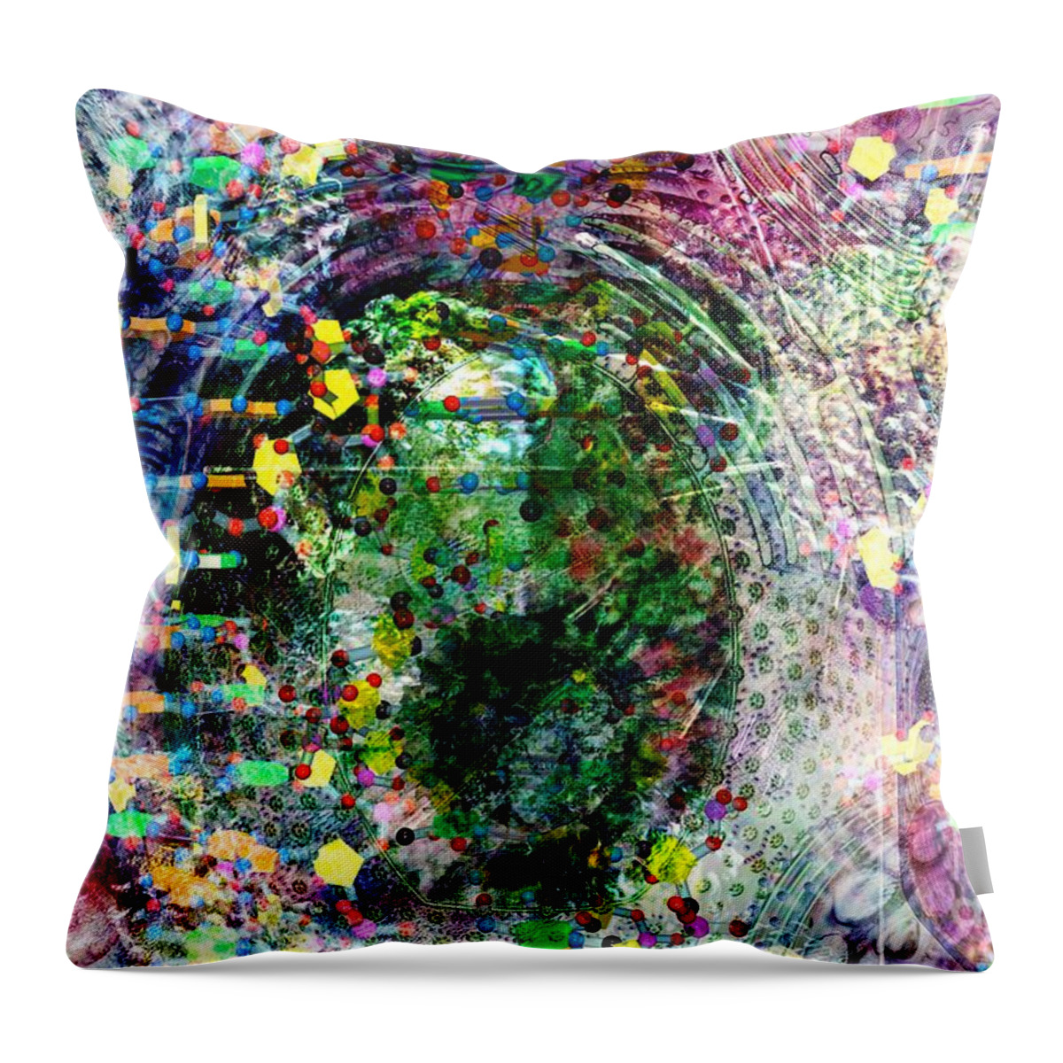 Abstract Throw Pillow featuring the digital art Cell Dreaming 3 by Russell Kightley