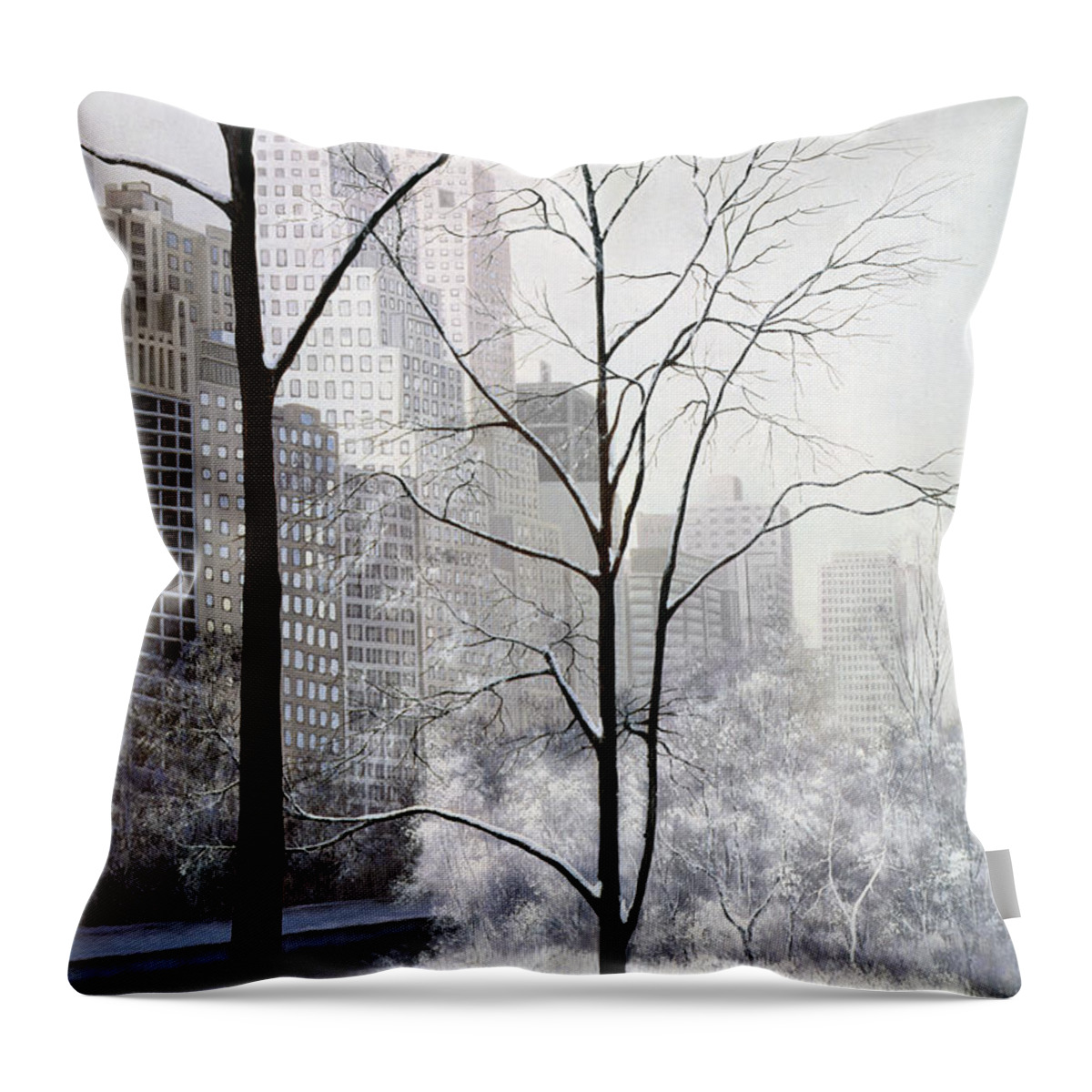 Central Park Throw Pillow featuring the painting Central Park Vertical by Diane Romanello