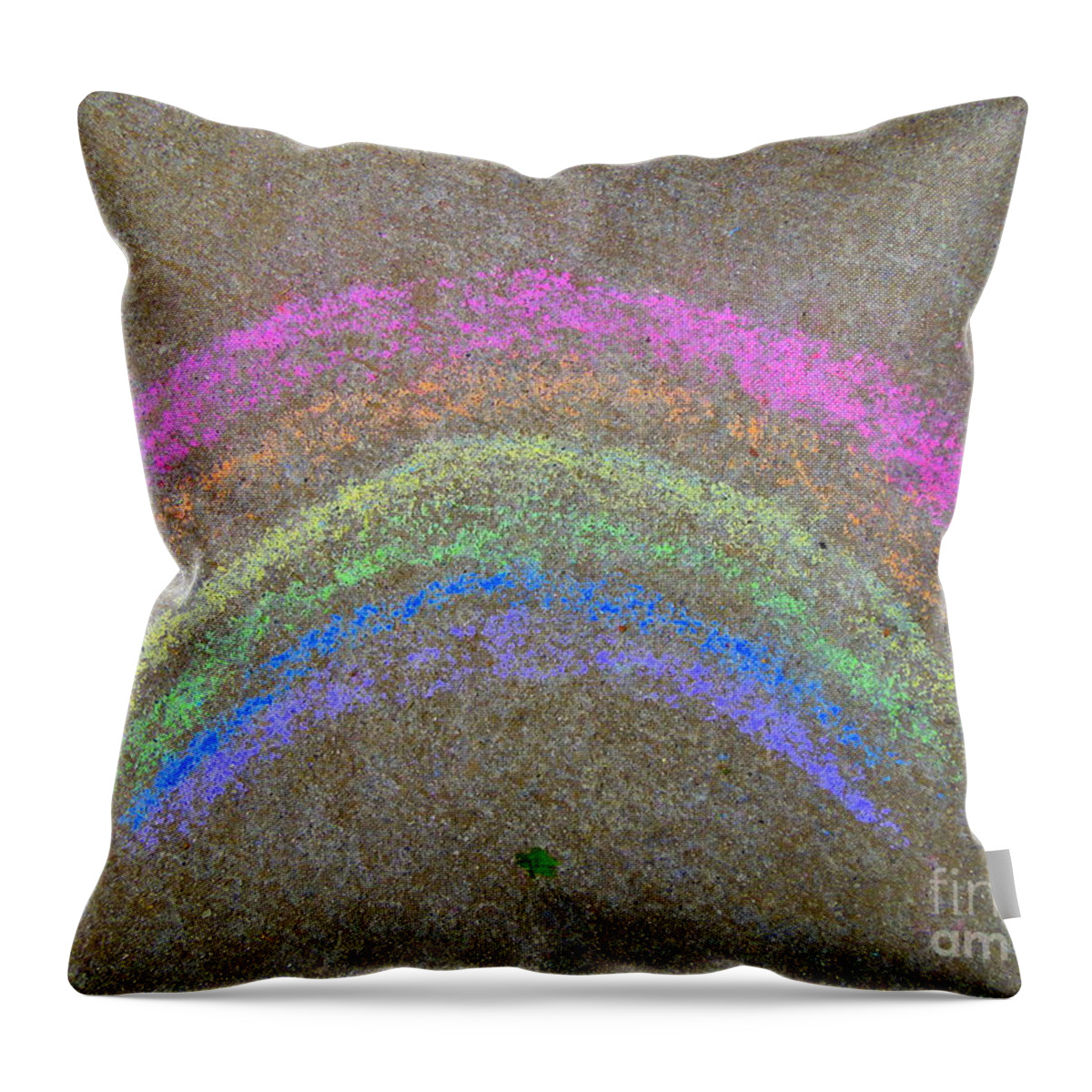 Rainbow Throw Pillow featuring the photograph Chalk Rainbow on Sidewalk by Renee Trenholm