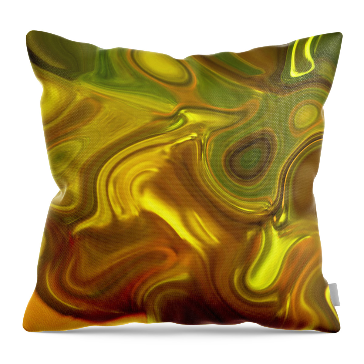 Liqeur Throw Pillow featuring the digital art CHARTREUSE SERIES Abstract XII by Ginny Schmidt