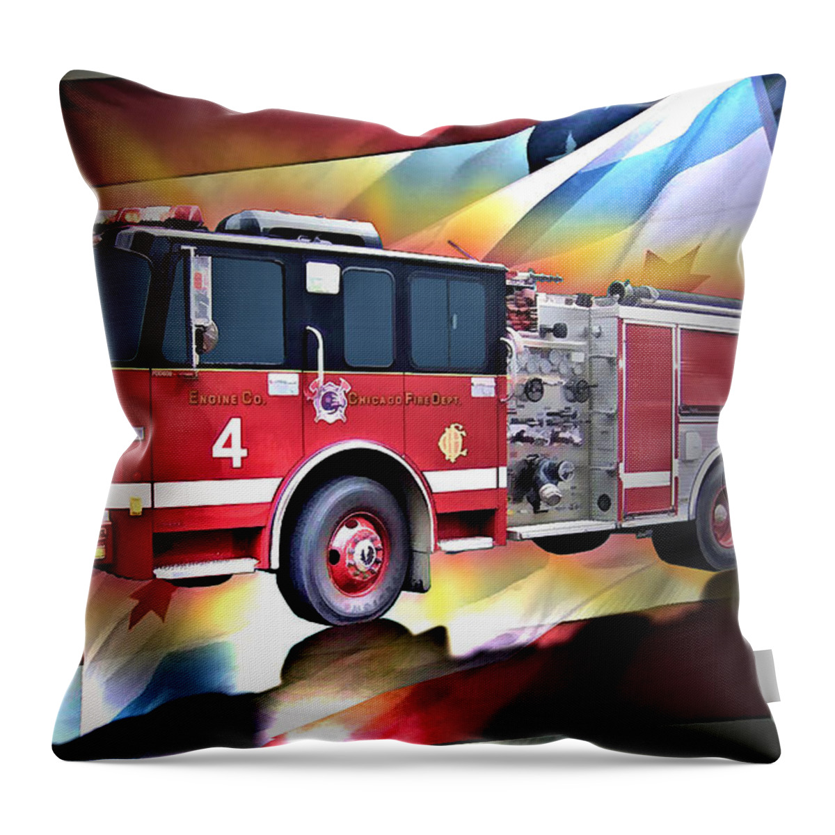 Chicago Throw Pillow featuring the digital art Chicago Eng 4 by Tommy Anderson