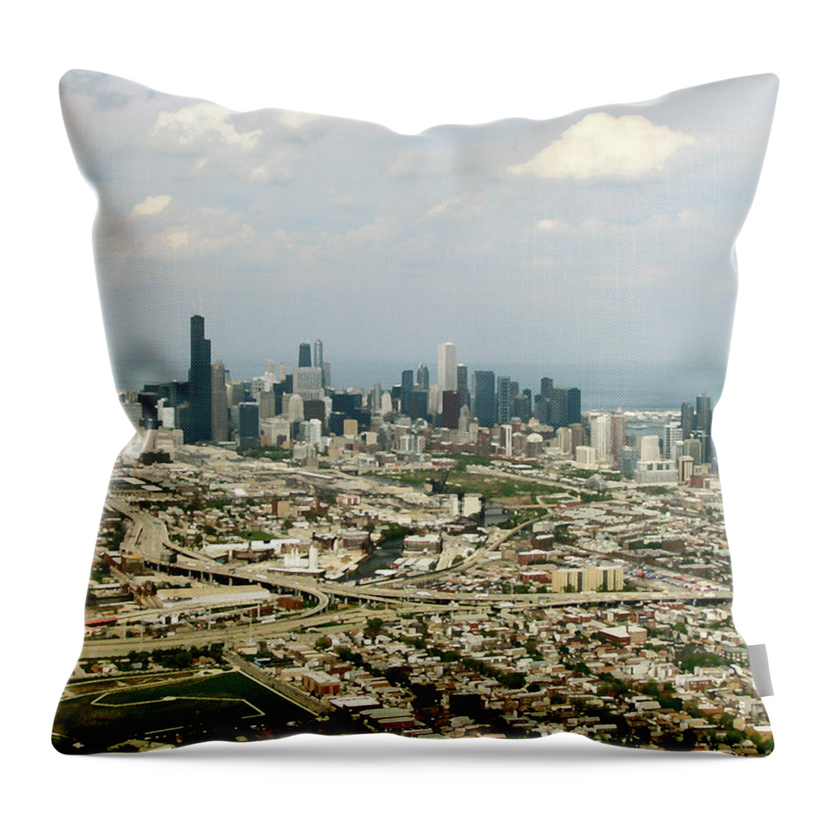 Landscapes Throw Pillow featuring the photograph Chicago Skyline by Peggy Urban