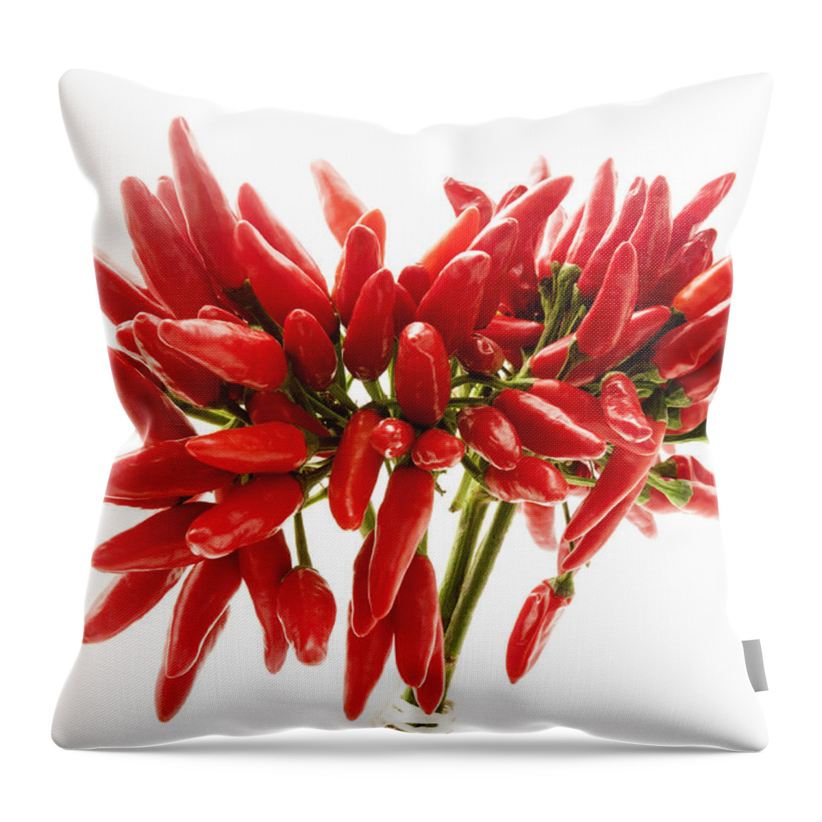 White Background Throw Pillow featuring the photograph Chili peppers by Fabrizio Troiani