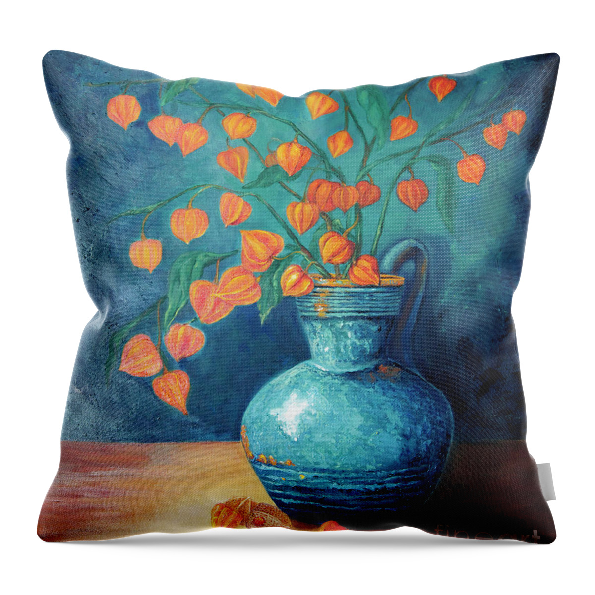Still Life Throw Pillow featuring the painting Chinese Lanterns by Portraits By NC
