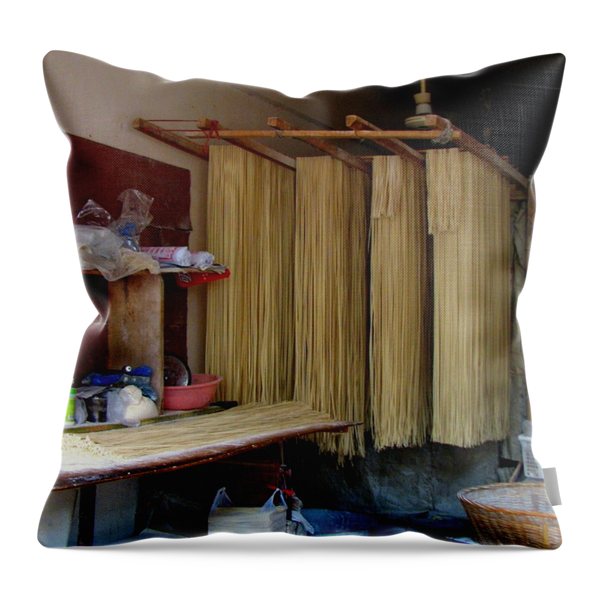China Throw Pillow featuring the photograph Chinese Noodles by Carla Parris