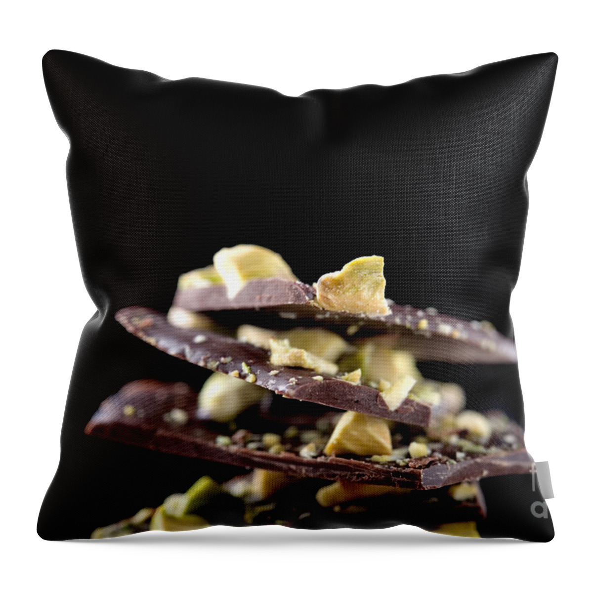 Assortment Throw Pillow featuring the photograph Chocolate with pistacios by Kati Finell