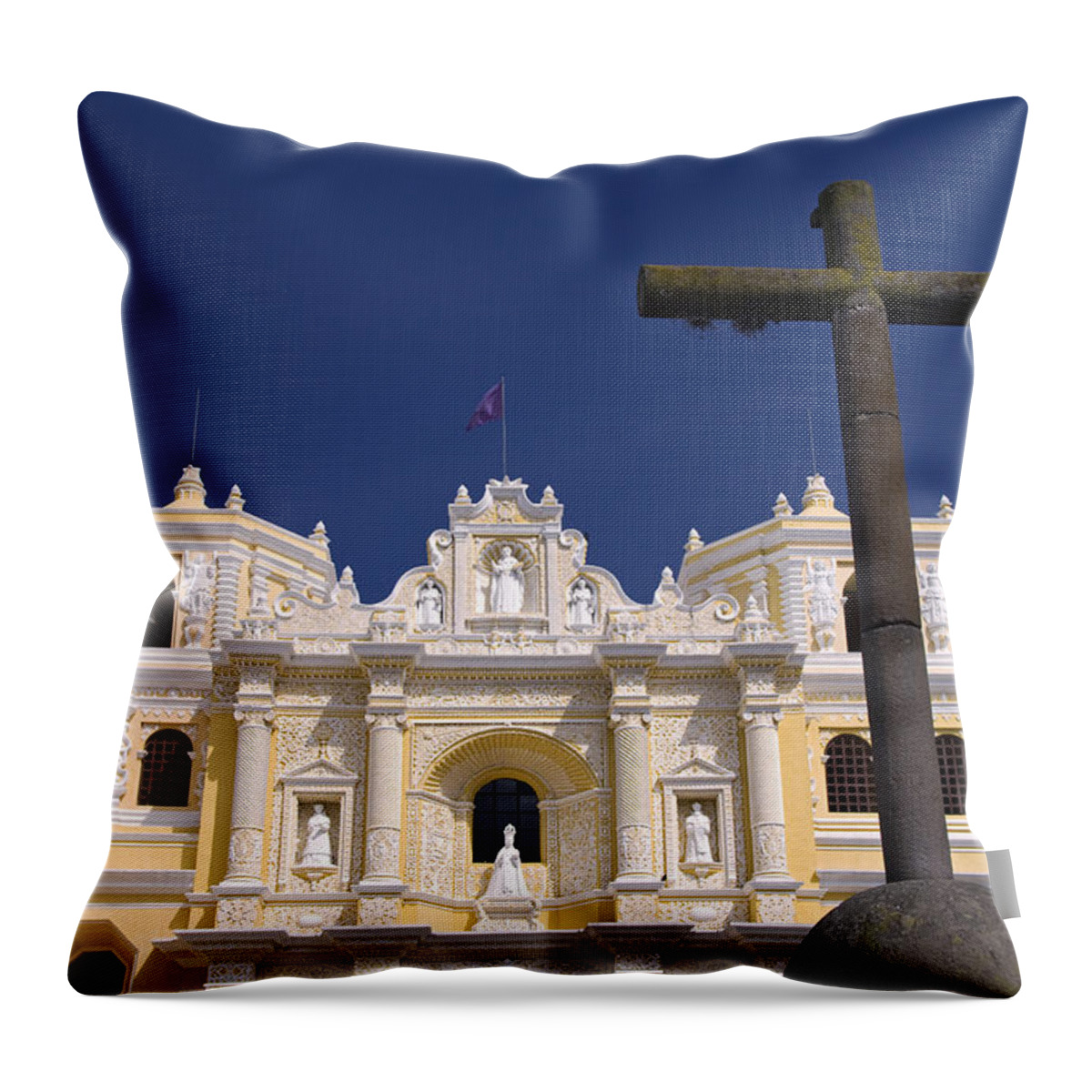 Antigua Throw Pillow featuring the photograph Church and Convent by Gloria & Richard Maschmeyer