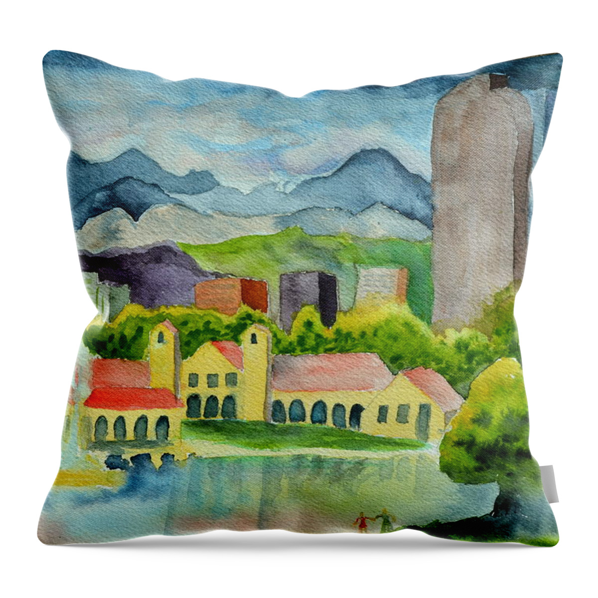 City Park Throw Pillow featuring the painting City Park Wonderland Summer by Beverley Harper Tinsley