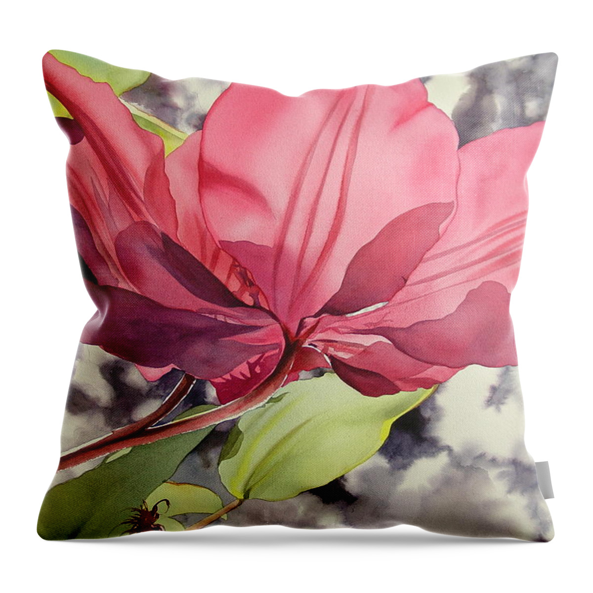 Watercolor Throw Pillow featuring the photograph Clematis by Marlene Gremillion