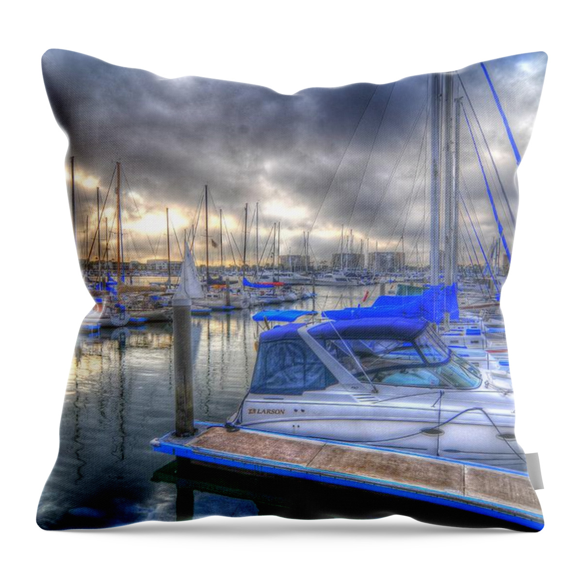 Marina Throw Pillow featuring the photograph Clouds Over Marina by Richard Omura