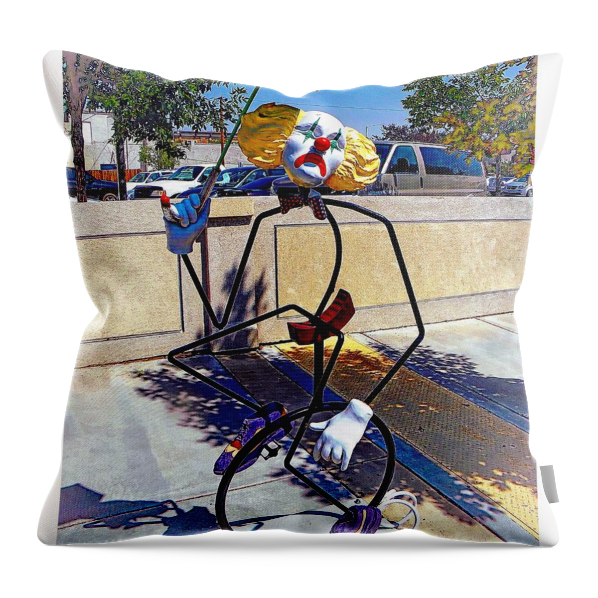 Clown Throw Pillow featuring the photograph Clowning in the street by Michelle Frizzell-Thompson