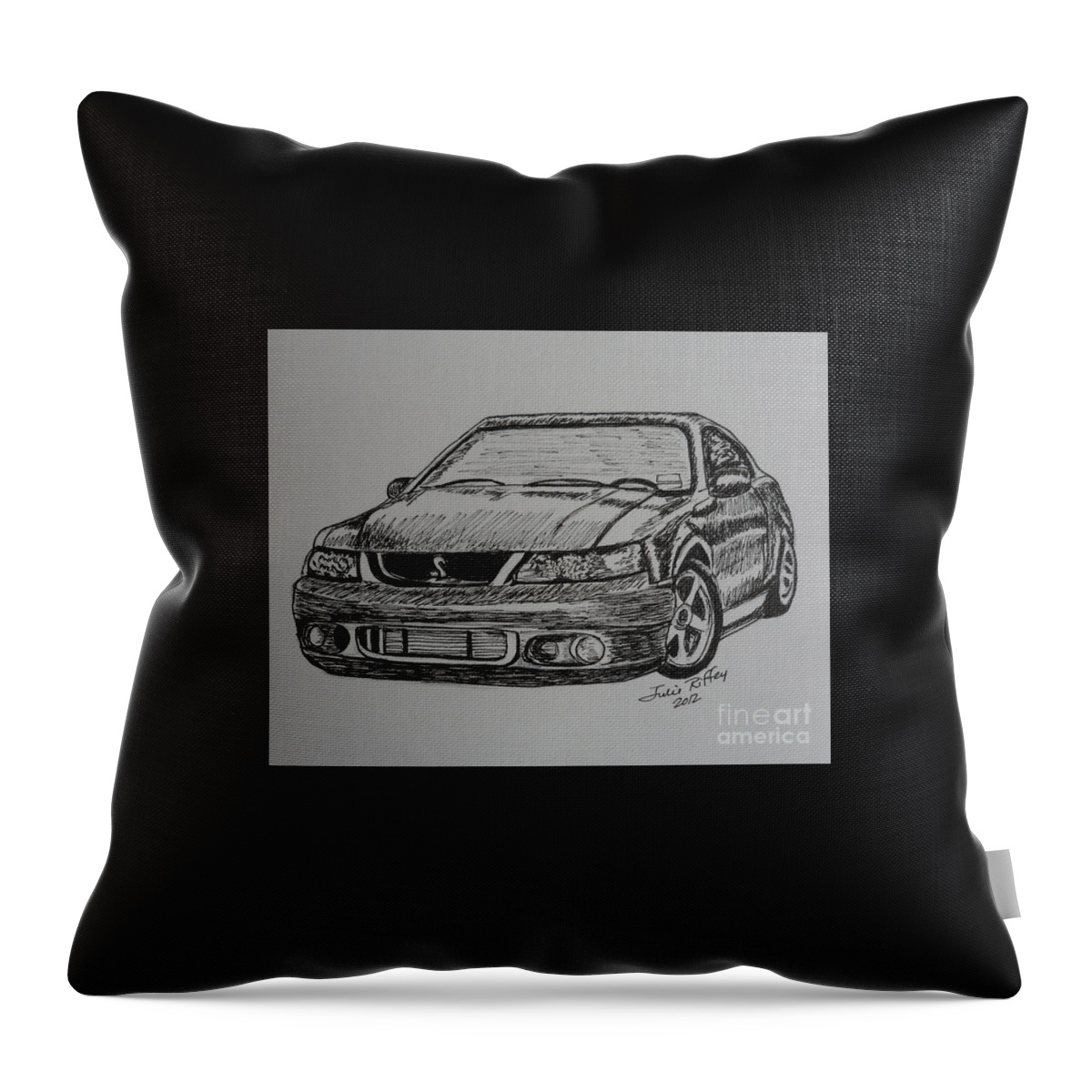 Cars Throw Pillow featuring the drawing Cobra Mustang 2003 by Julie Brugh Riffey