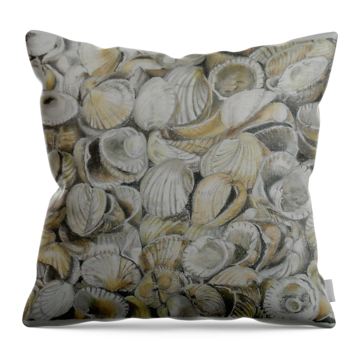 Shells Throw Pillow featuring the pastel Cockle Shells by Teresa Smith