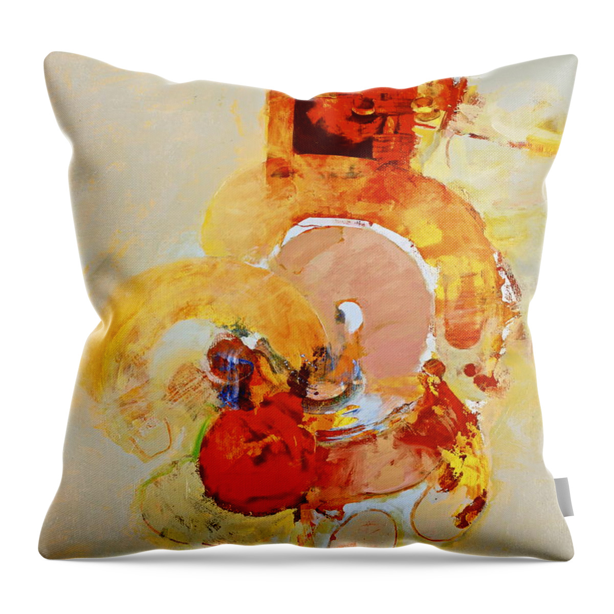 Abstract Paintings Throw Pillow featuring the painting Cocks Comb And Brush by Cliff Spohn