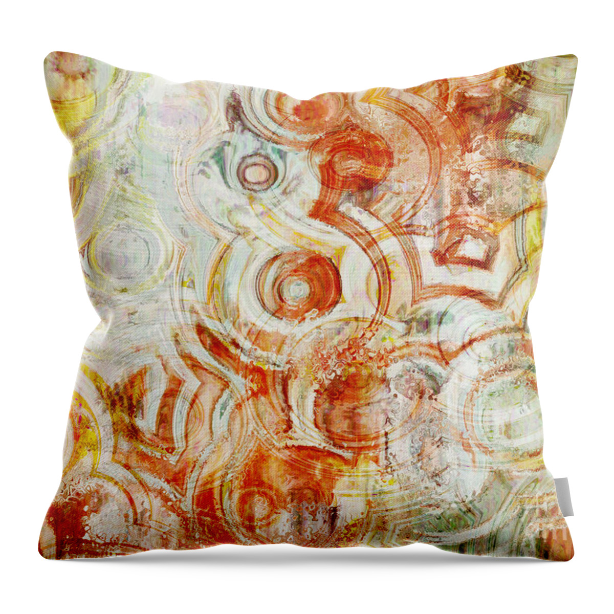 Abstract Throw Pillow featuring the digital art Coffee Rings abstract by Debbie Portwood