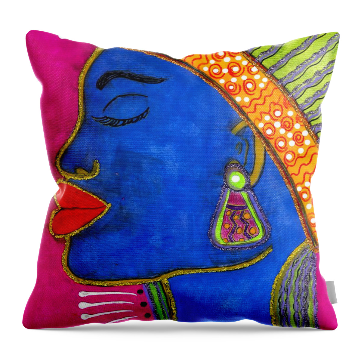 Woman Throw Pillow featuring the painting Color Me VIBRANT by Angela L Walker