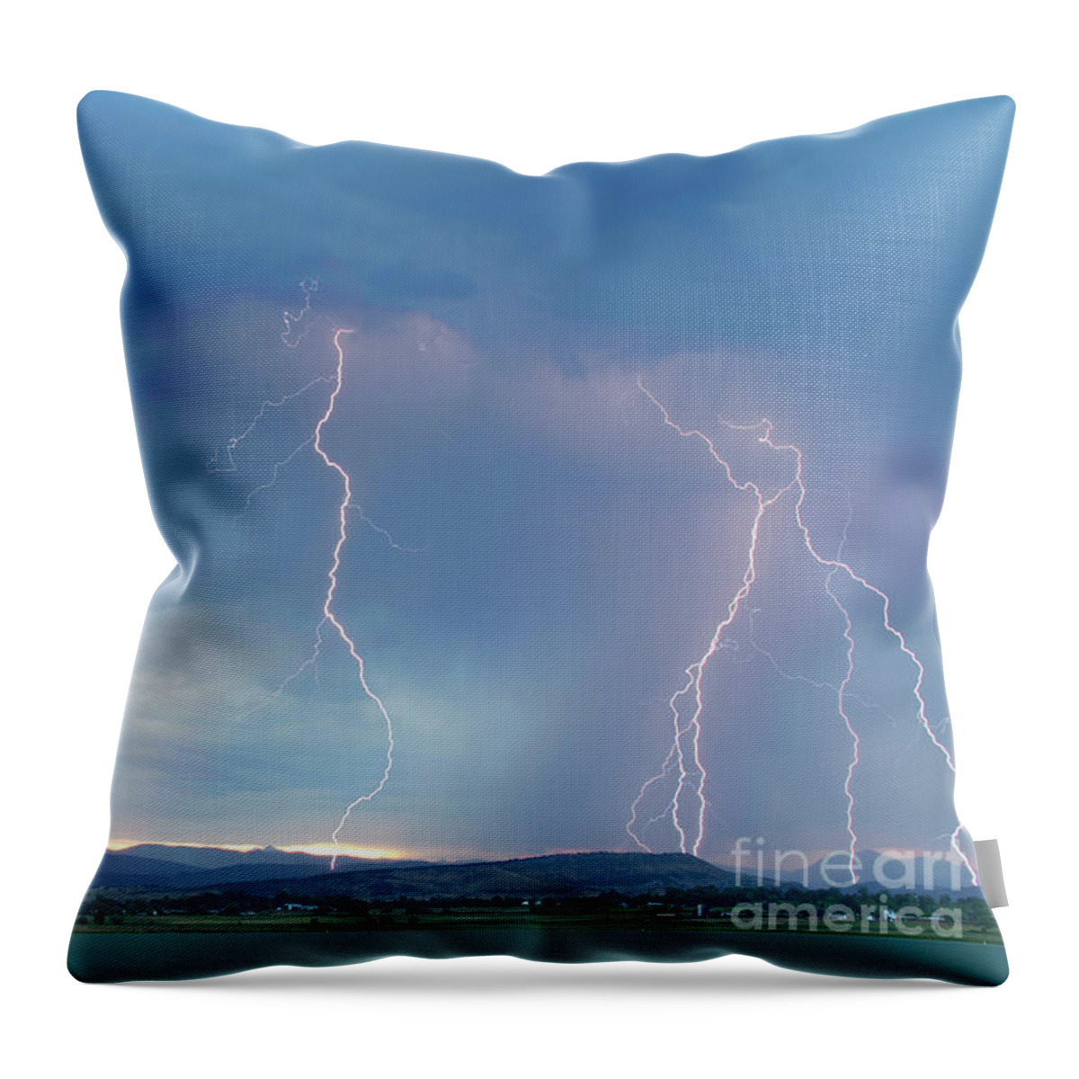 July Throw Pillow featuring the photograph Colorado Rocky Mountains Foothills Lightning Strikes 2 by James BO Insogna