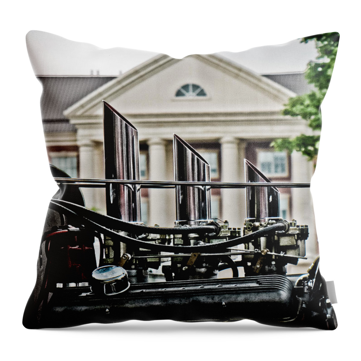 Car Show Throw Pillow featuring the photograph Columns in Chrome by Jessica Brawley