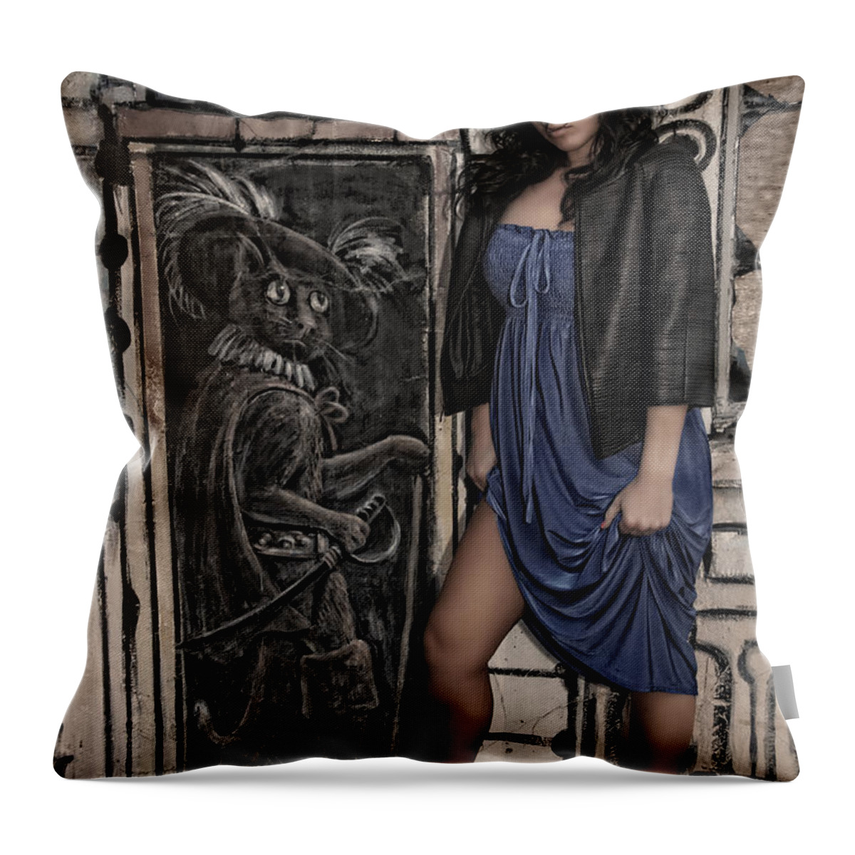Woman Throw Pillow featuring the photograph Concrete Velvet 5A by Donna Blackhall