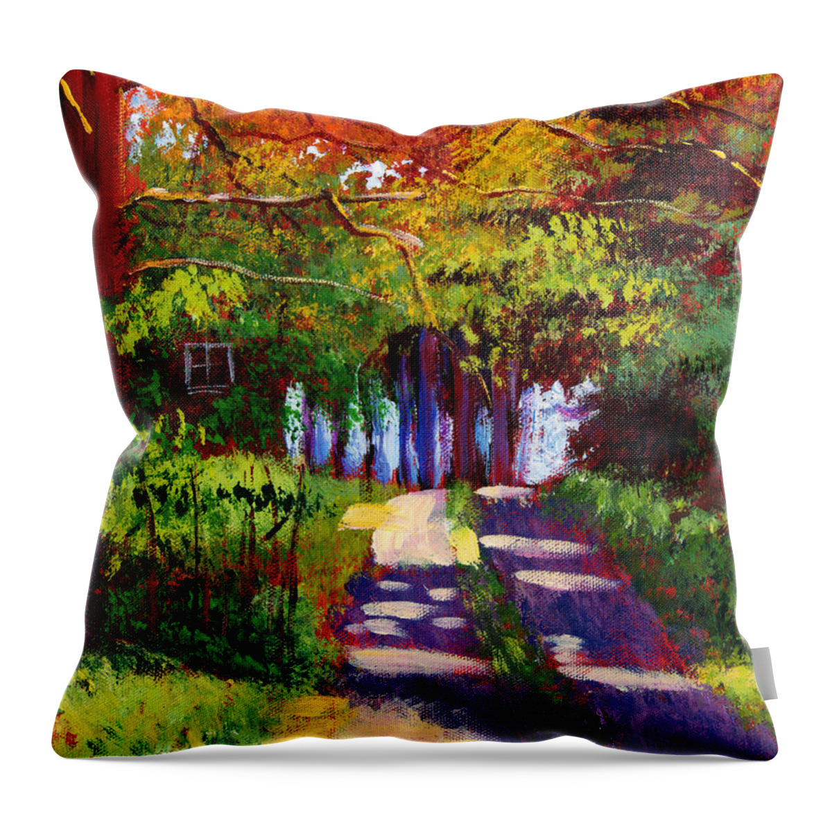 Landscape Throw Pillow featuring the painting Cool Country Land plein air by David Lloyd Glover