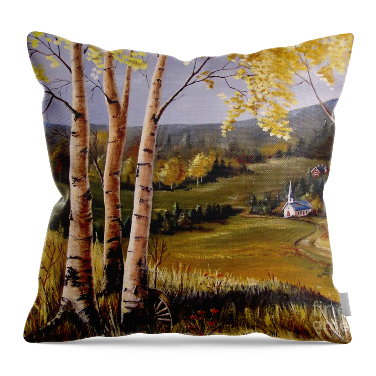 Country Church Throw Pillow featuring the painting Country Church by Marilyn Smith