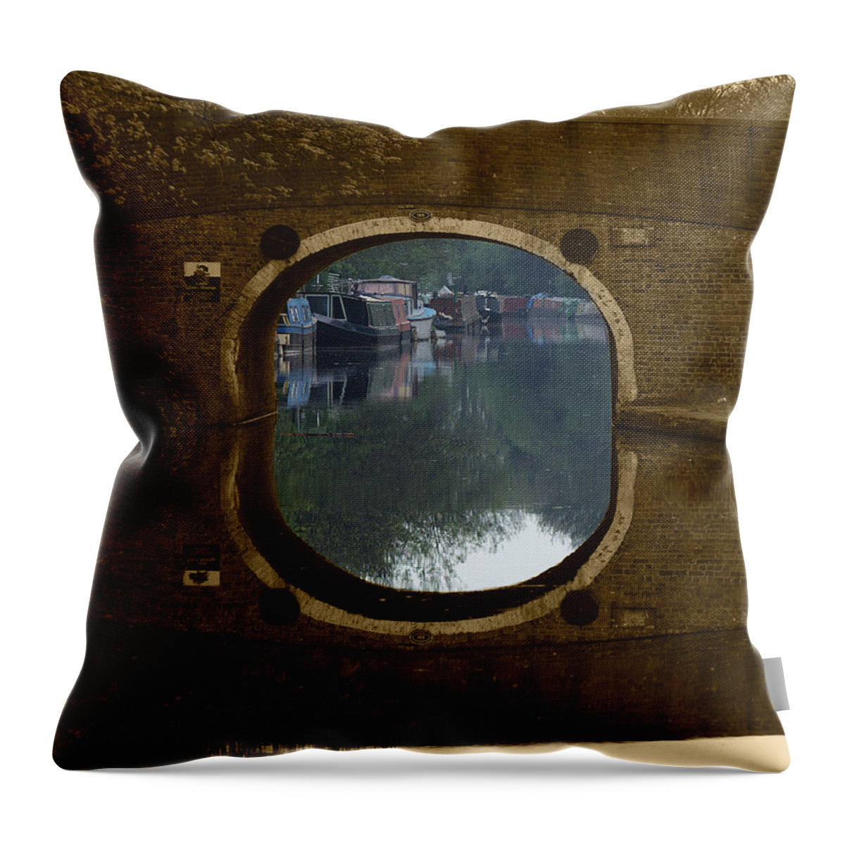 Grand Union Canal Throw Pillow featuring the photograph Cowley Bridge by Chris Day