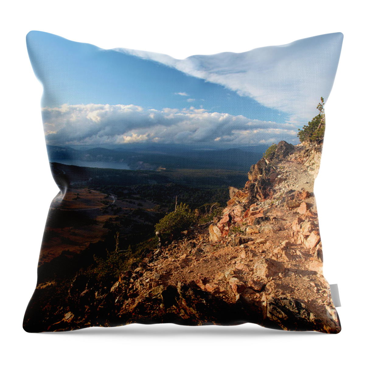 Crater Lake National Park Throw Pillow featuring the photograph Crater Lake Mountains by Adam Jewell