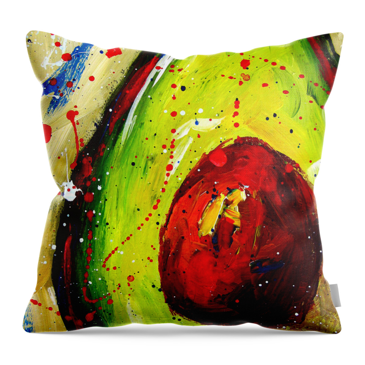 Modern Avocado Art Throw Pillow featuring the painting Crazy Avocado 2 - Modern Art by Patricia Awapara